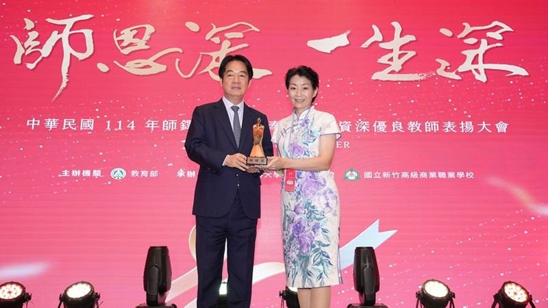 桃園市會稽國中倪同娟老師榮獲2025年師鐸獎。