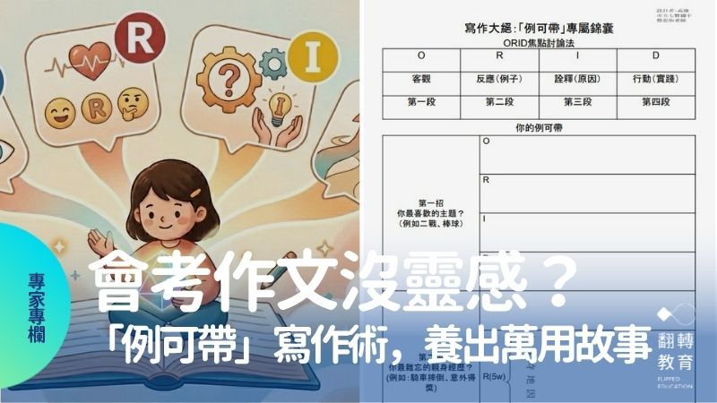 蔡思怡老師結合 ORID 焦點討論法，傳授「例可帶」寫作大絕，教你養出應對考場的萬用故事。圖：Google Gemini生成