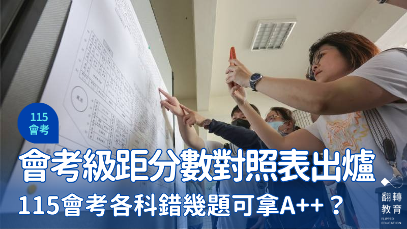 115會考級距分數對照表出爐 落點預估曝光