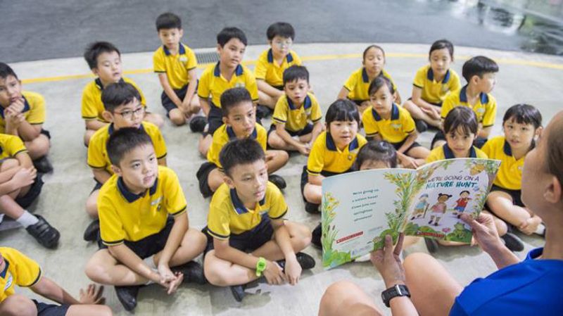 ▲ 新加坡在今年全球英語能力指標（EF EPI）全球位居第3，是首度進入前3名的亞洲國家。圖為新加坡小學生上課情景。照片：黃建賓攝