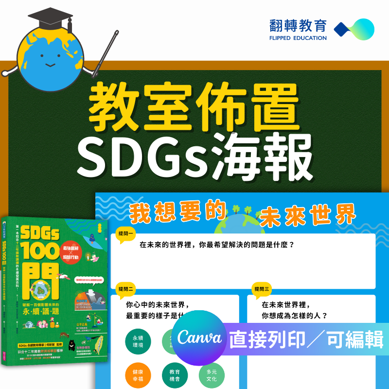 教室佈置適用！SDGs海報canva範本《我想要的未來世界》