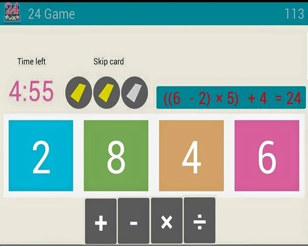 Google Play 遊戲轉化桌遊紙筆遊戲設計(數學24遊戲)