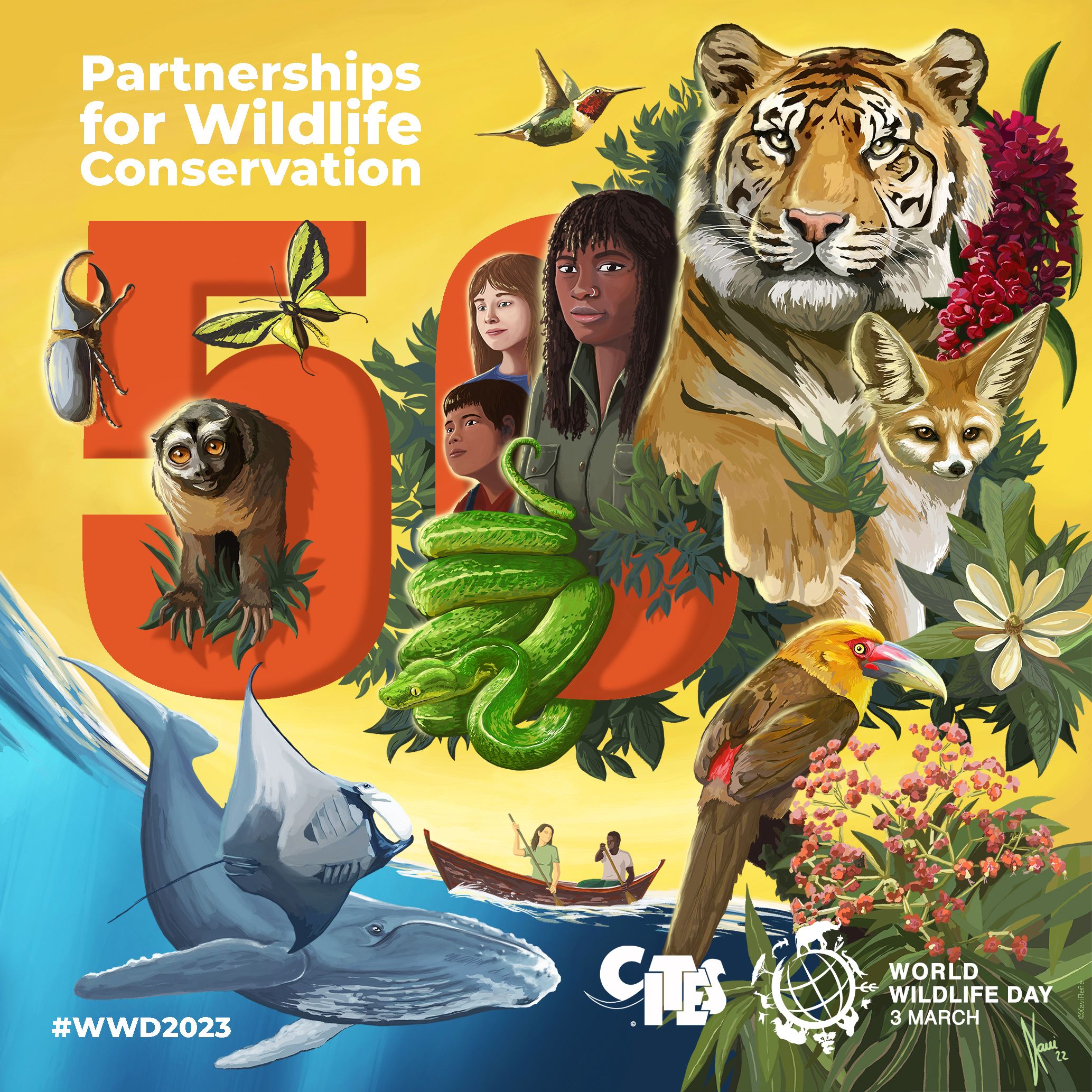 2023年世界野生動植物日主題是「野生動植物保護夥伴關係」（Partnerships for Wildllife Conservation）