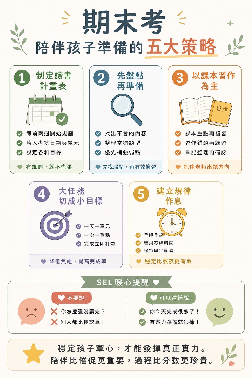期末考，陪伴孩子的五大策略